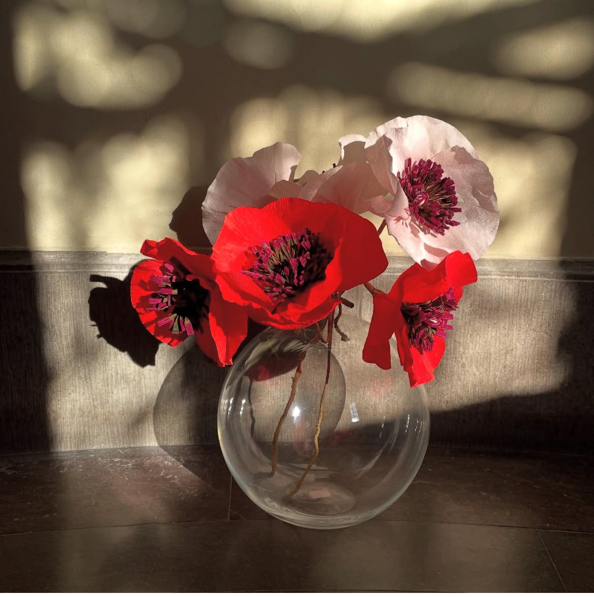 Materialsats pappersblomma - vallmo rosa