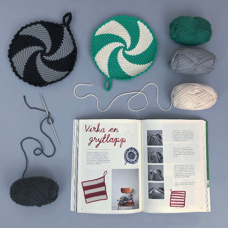 Virksats grytlapp - gul/vit