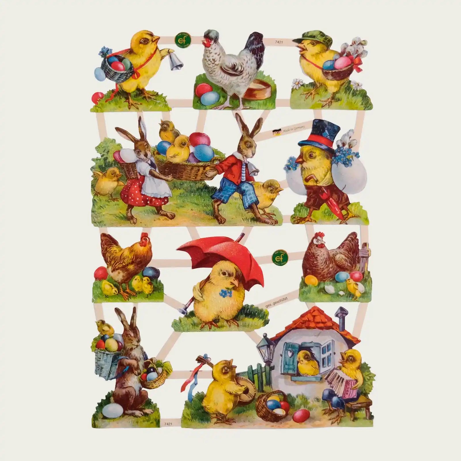 bokmarke-med-nostalgiska-paskmotiv-kycklingar-och-paskagg