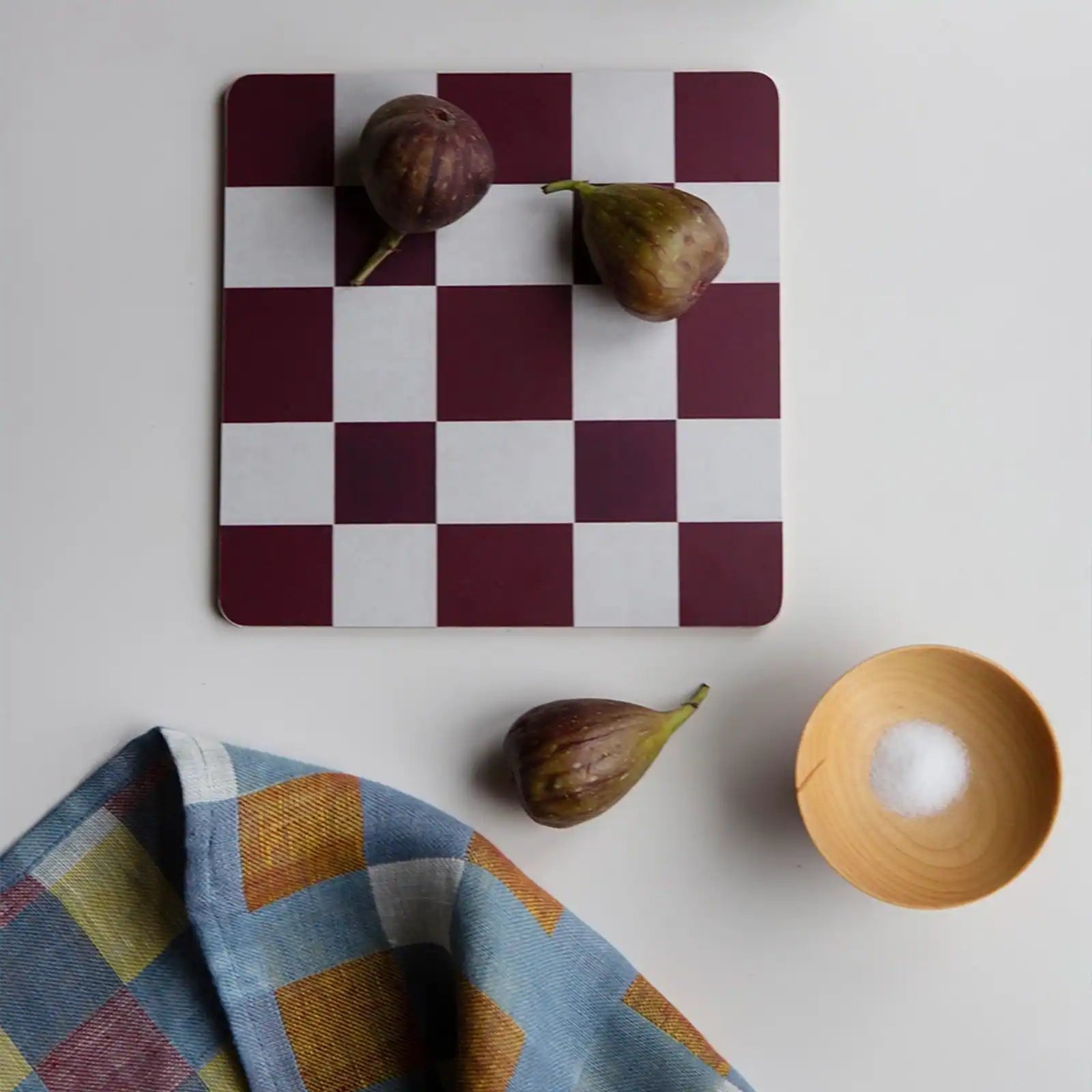 Underlägg - rutan plommon