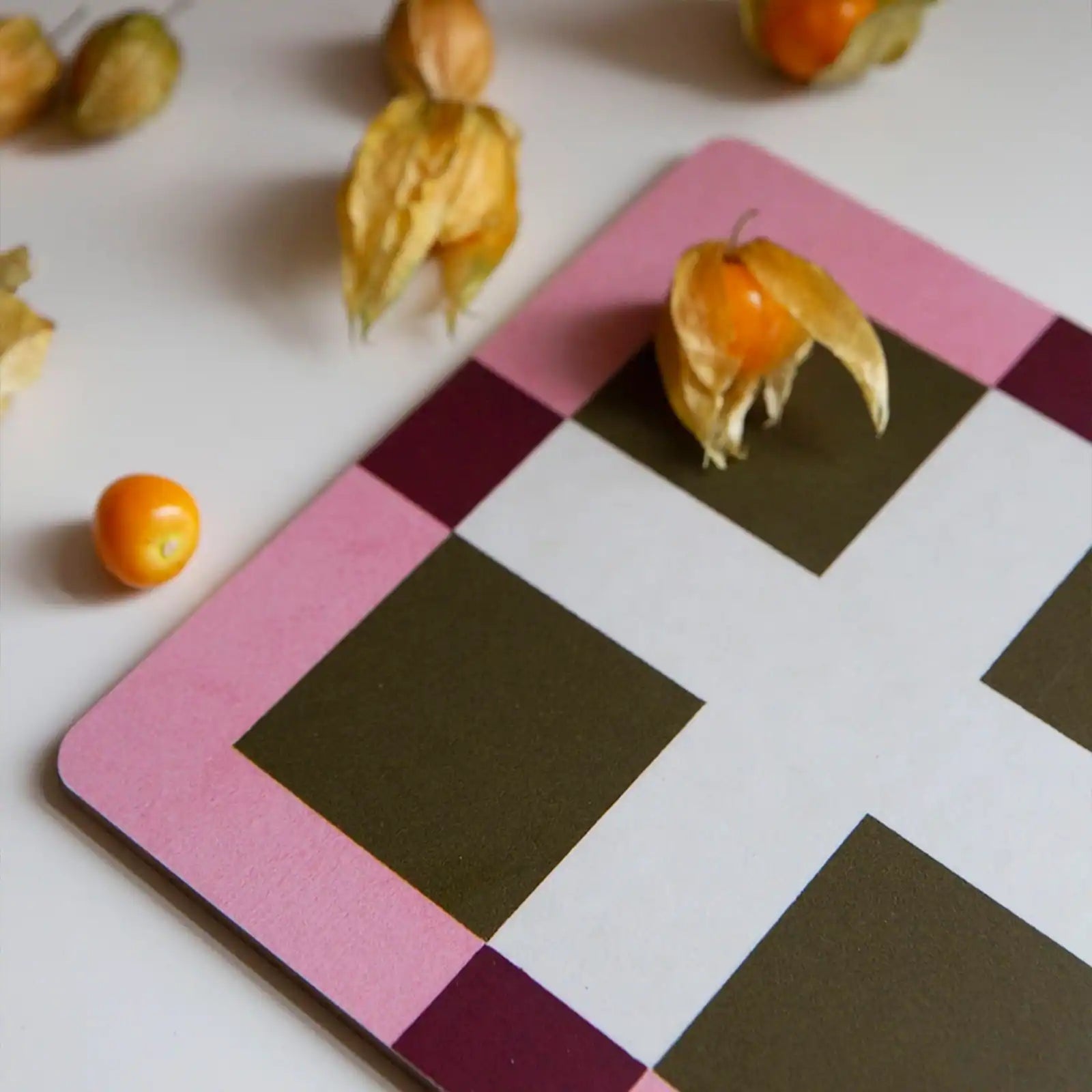 Underlägg - rutan rosa