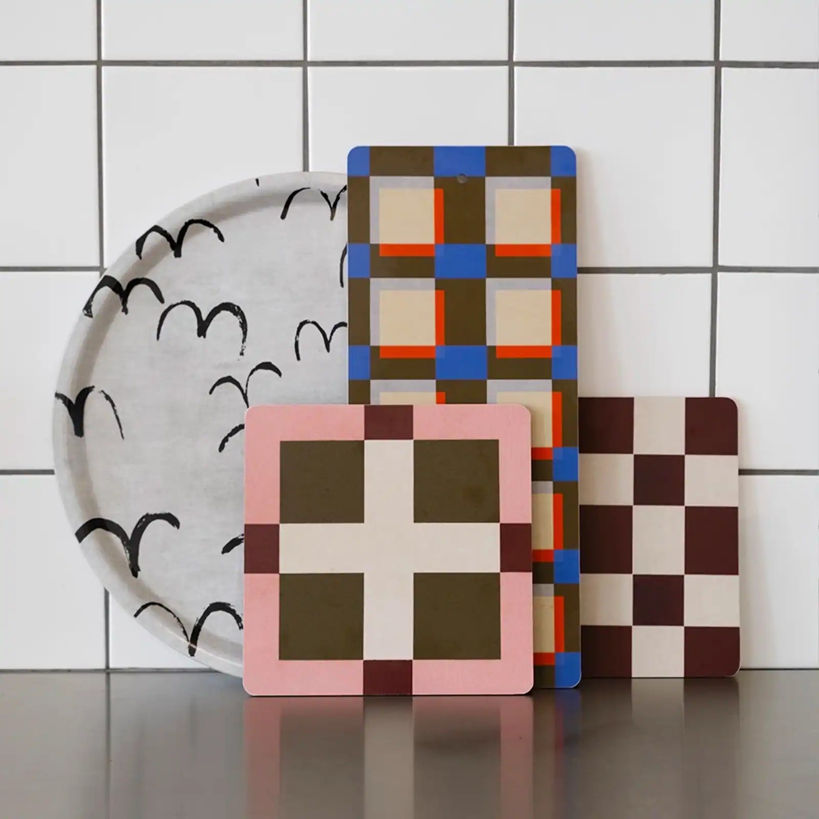 Underlägg - rutan rosa