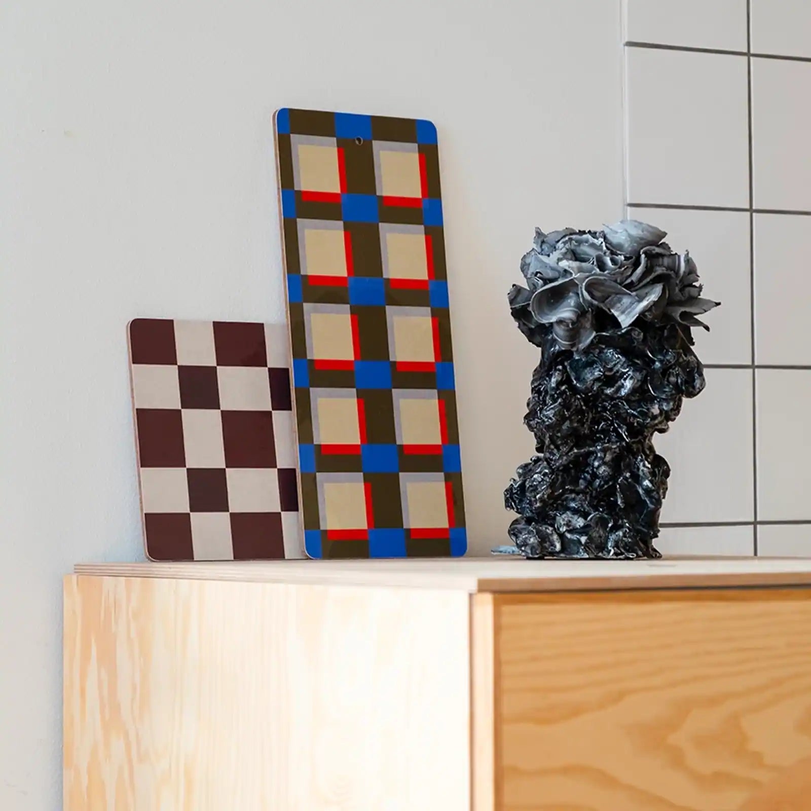 Underlägg - rutan plommon