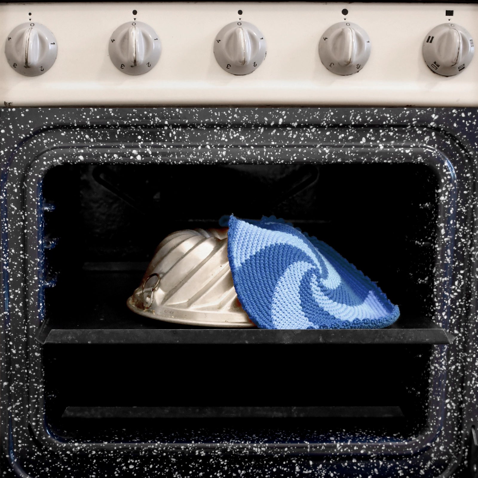 Virksats grytlapp - blå/ljusblå