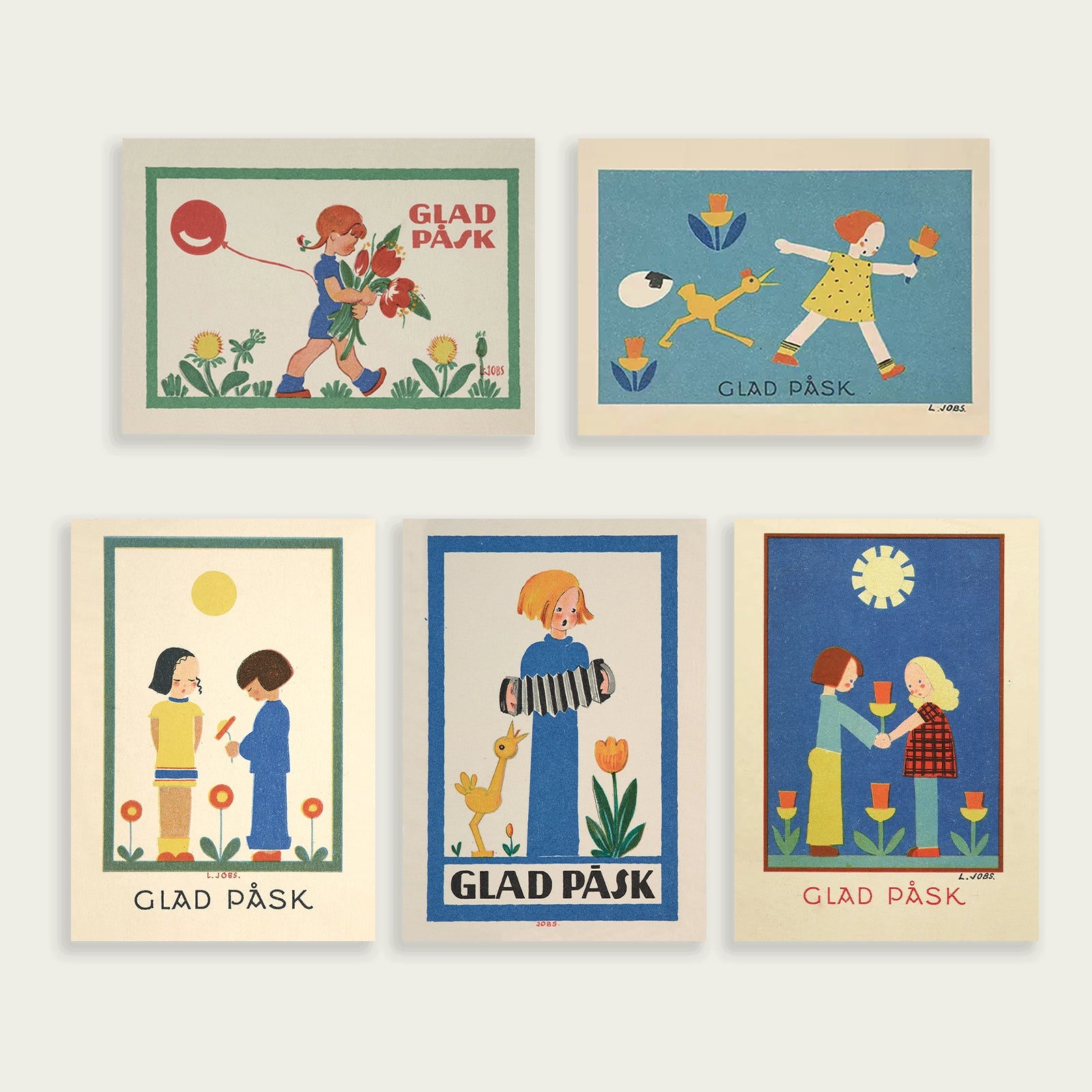 Påskkort - fem vykort